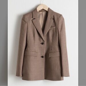 & Other Stories Brown Houndstooth Suit Jacket